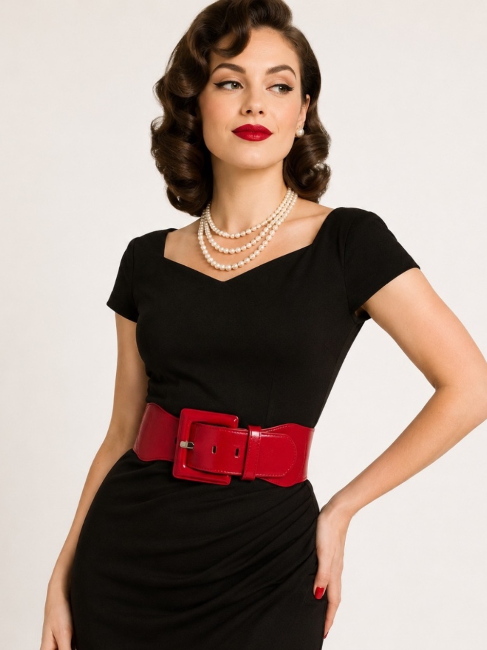 NWOT Kohl's Vintage 50s Rockabilly Wide Red Patent Cinch Belt Retro Coquette M/L